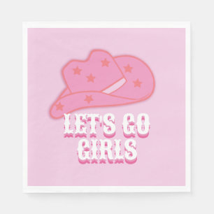 Serviette En Papier Rose Allons-y Filles Cowboy Casquette Rodéo