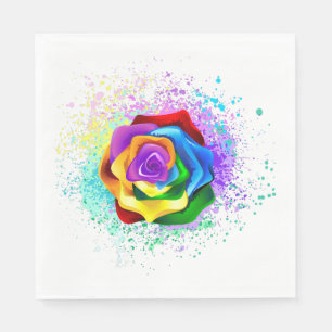 Serviette En Papier Rose arc-en-ciel coloré