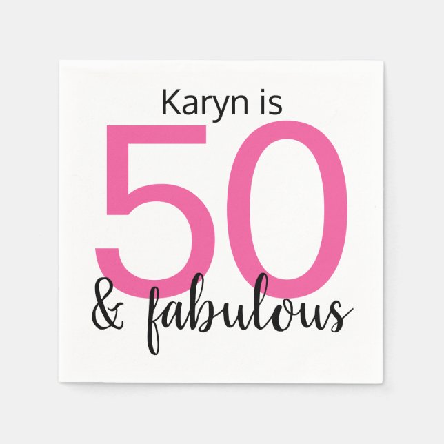 Serviette En Papier Rose Black Girly 50 et Fabuleux fête d'anniversair (Devant)