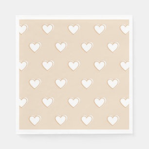 Serviette En Papier Rose blanc Beige mignon Motif de coeur simple