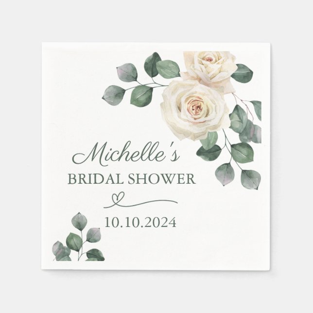 Serviette En Papier Rose blanc et vert (Devant)