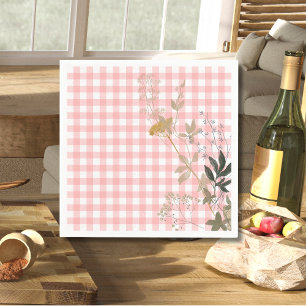 Serviette En Papier Rose Blanc Floral En vichy Plaid Country Farmhouse