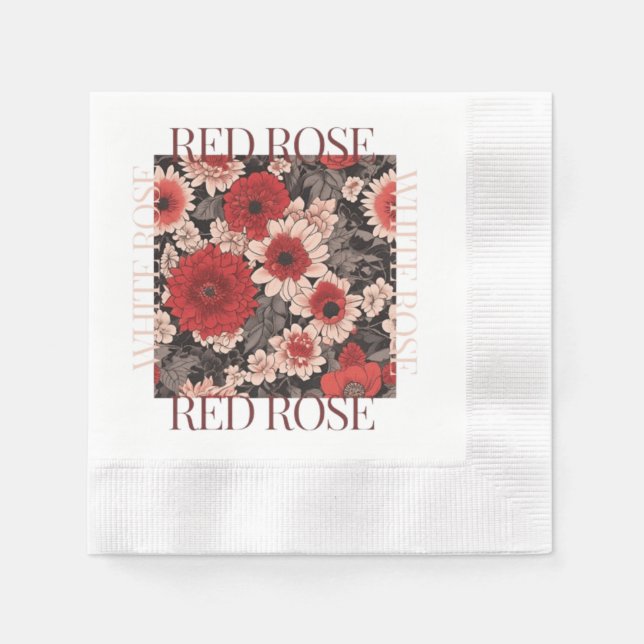 Serviette En Papier Rose blanche (Devant)