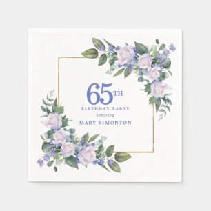 Serviette En Papier Rose Blanche Fête d'anniversaire personnalisée 65