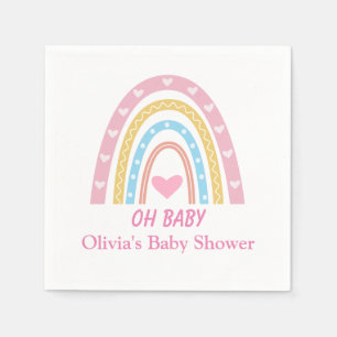 Serviette En Papier Rose Bleu Jaune Bohème Arc-en-ciel Oh Baby Shower 