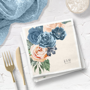 Serviette En Papier Rose Blue/Peach Mariage ID584