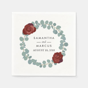 Serviette En Papier Rose Bourgogne Eucalyptus Wreath Mariage de verdur