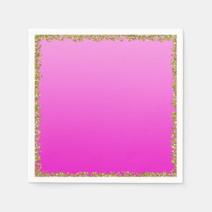 Serviette En Papier Rose Chaud Pailleté Or Paillettes Glamour Étincell