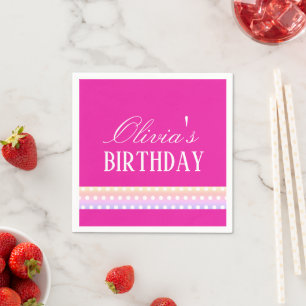 Serviette En Papier Rose Clair et Poka Dots