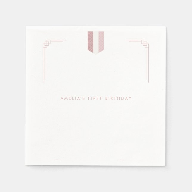 Serviette En Papier Rose coréenne fille 1er anniversaire Doljanchi (Devant)