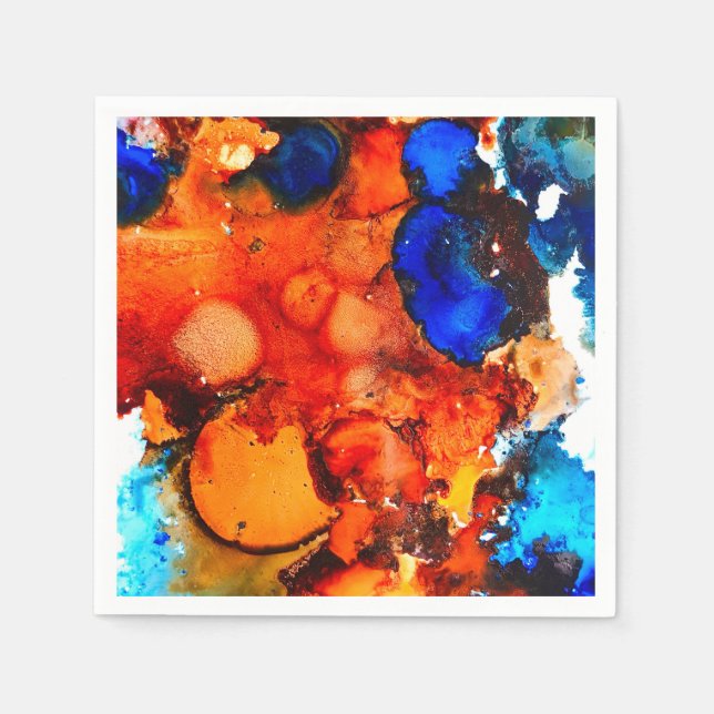 Serviette En Papier Rose d'art abstrait orange rouille (Devant)