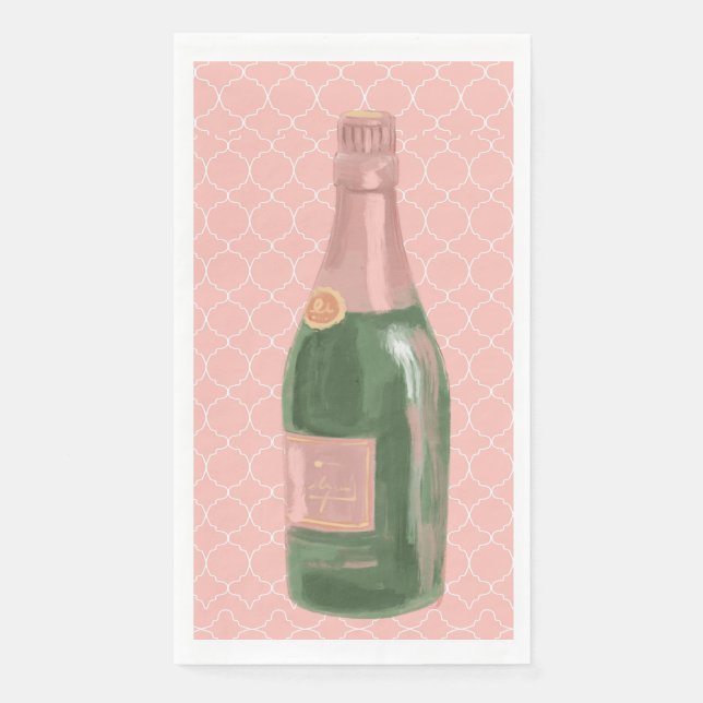 Serviette En Papier Rose de Champagne Rosé en canette  (Devant)