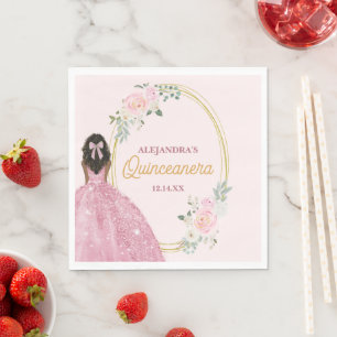 Serviette En Papier Rose de couleur or or Rose élégant Quinceanera