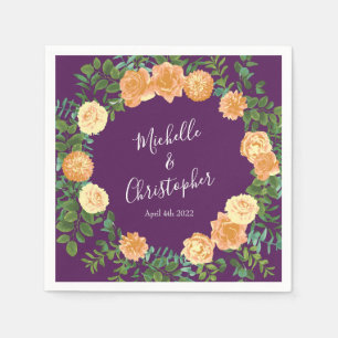 Serviette En Papier Rose de pêche Vintage mariage de automne sur viole