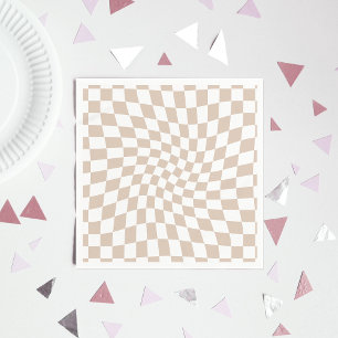 Serviette En Papier Rose de sable rose pastel  rétro en damier Warboar