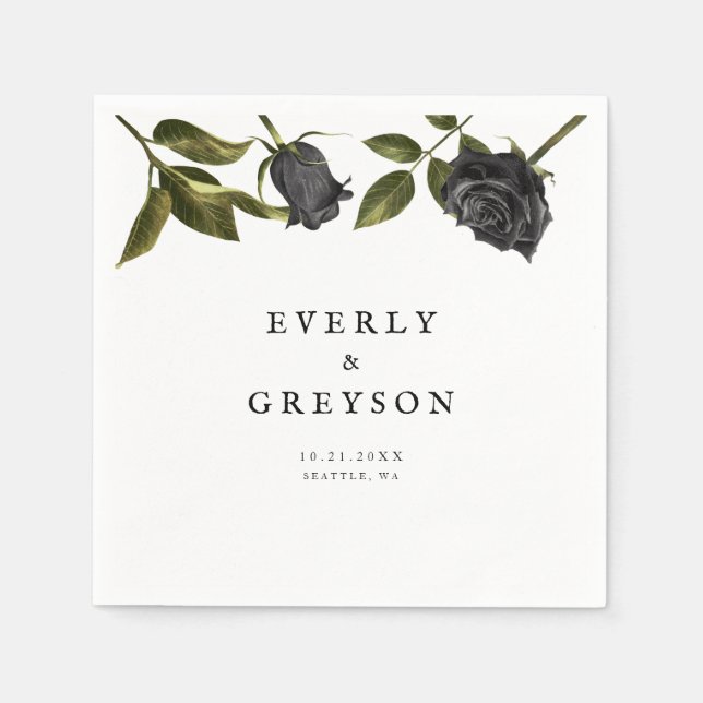 Serviette En Papier Rose d'Halloween foncé Mariage blanc (Devant)