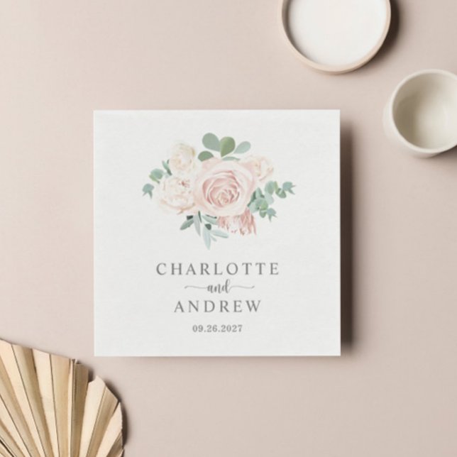 Serviette En Papier Rose Dusty Eucalyptus Mariage vert (Créateur téléchargé)