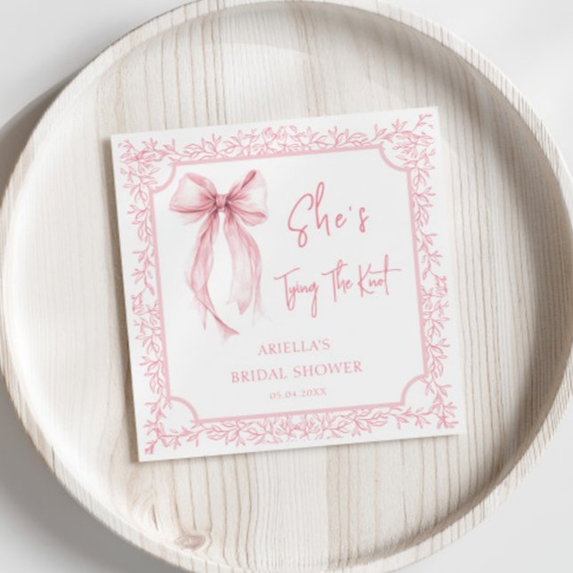 Serviette En Papier Rose Elle Noue Le Nœud Réception De Mariage (Créateur téléchargé)