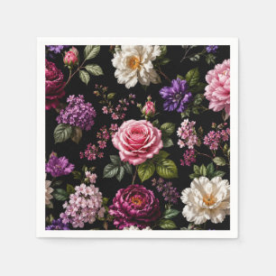 Serviette En Papier Rose en velours noir