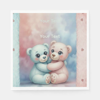 Serviette En Papier Rose et Bleu Pastel Doux