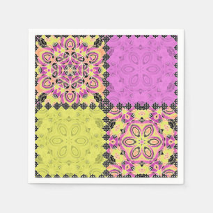 Serviette En Papier Rose et chaux, patchwork