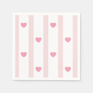 Serviette En Papier Rose et cœurs, rayures pour les fêtes