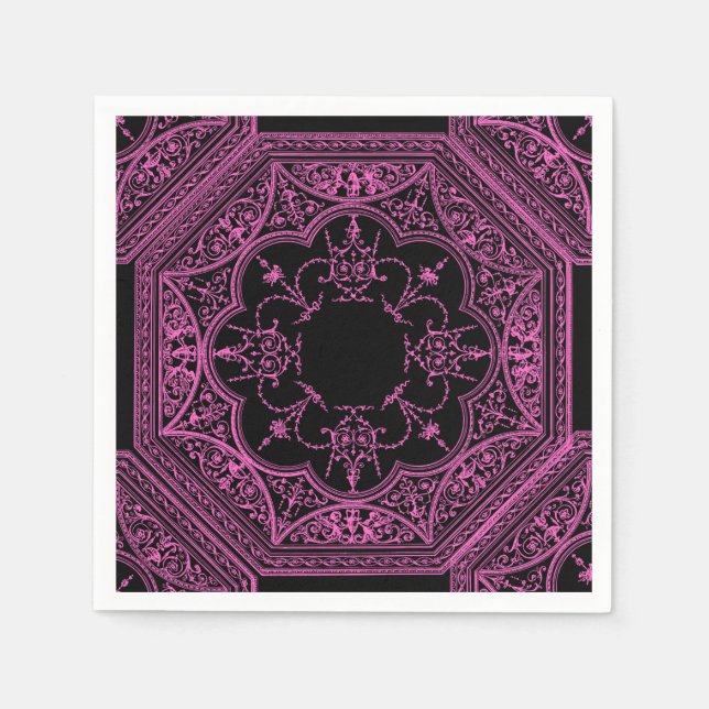 Serviette En Papier Rose et noir (Devant)