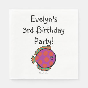 Serviette En Papier Rose et poissons à pois oranges