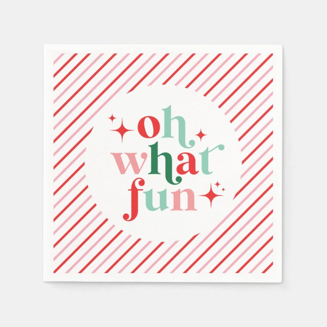 Serviette En Papier Rose et rouge rétro Oh Quoi de amusant (Devant)