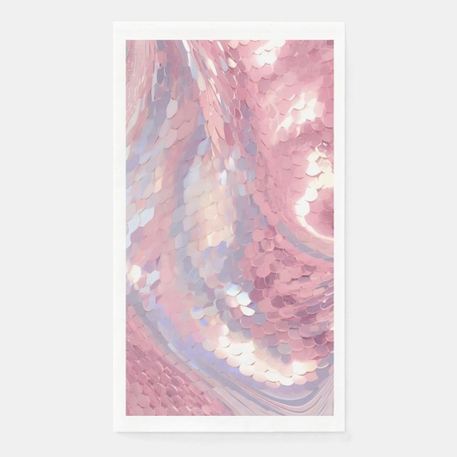 Serviette En Papier Rose et sequin violet iridescent (Devant)
