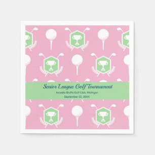 Serviette En Papier Rose et Vert - Vaisselle pour fête de golf