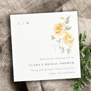 Serviette En Papier Rose Fleur de Mariage sous l'Eau Jaune Vert Aquare