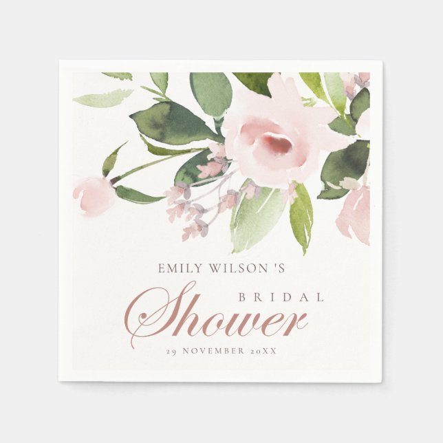 SERVIETTE EN PAPIER ROSE FLORAL DOUX SUBTIL PÊCHE POUR MARIAGE (Devant)