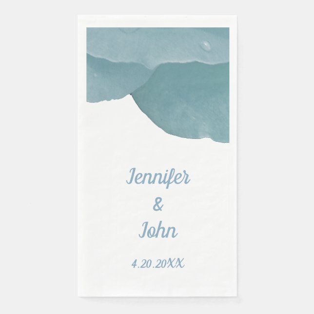 Serviette En Papier Rose Florale Bleue Poussiéreuse Élégante et Tendan (Devant)