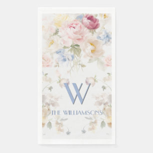 Serviette En Papier Rose florale peinte élégante personnalisée avec un