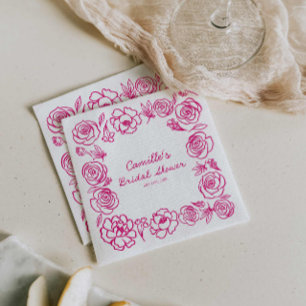 Serviette en papier rose florale pour la fête de m