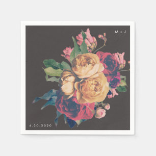 Serviette En Papier Rose foncé Botanique Pied Mariage table