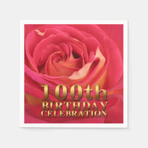 Serviette En Papier Rose Gold 100e fête de fête d'anniversaire PN