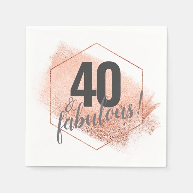 Serviette En Papier Rose Gold 40 et fabuleux fête d'anniversaire Napki (Devant)