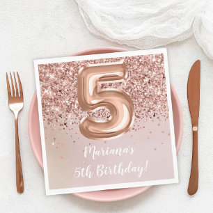 Serviette En Papier Rose Gold 5e fête d'anniversaire