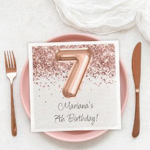 Serviette En Papier Rose Gold 7e fête d'anniversaire