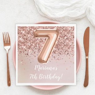 Serviette En Papier Rose Gold 7e fête d'anniversaire