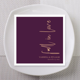 Serviette En Papier Rose Gold Abricot Mariage Tombez Amoureux Écriture