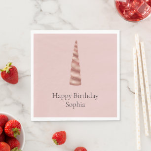 Serviette En Papier Rose Gold Blush Unicorn Anniversaire