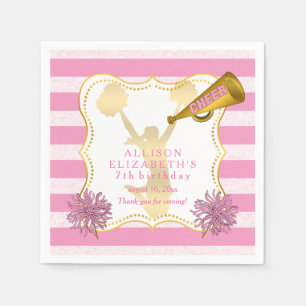 Serviette En Papier Rose Gold Cheer Pom-pom girl Fille fête d'annive