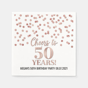 Serviette En Papier Rose Gold Confetti encourage à 50 ans anniversaire