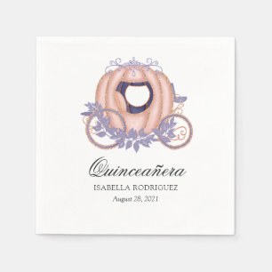 Serviette En Papier Rose Gold et Paillettes de Lilas Princesse Quincea