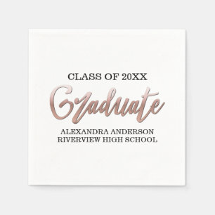 Serviette En Papier Rose Gold Faux Foil Graduation N'importe quelle co