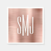Rose Gold Foil trois lettres Monogramme