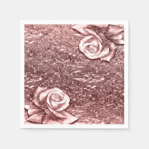 Serviette En Papier Rose Gold Liquid Chrome Metallic Chic Glam Party
